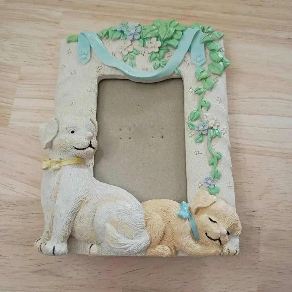 Cute Dogs on Small Resin Picture Frame Colorful